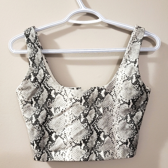 Maniere De Voir - Snakeskin Vegan Leather Corset Style Bustier Top - Size XS - Picture 3 of 6